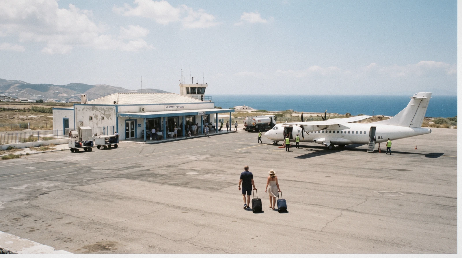 The terminal building at Chania airport, the main gateway to western Crete and Chania old town
