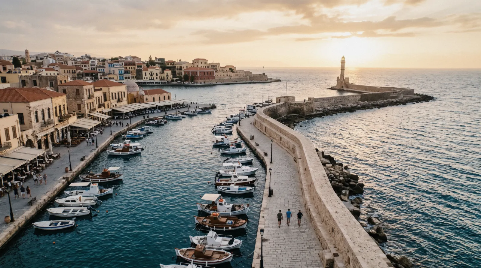 A numbered Crete map pinning Chania, Heraklion, Knossos, Balos and the island's beaches and ruins