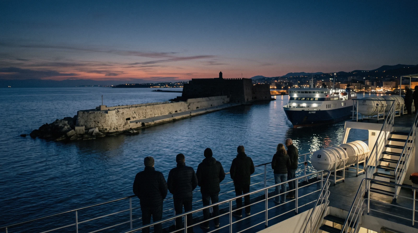 An overnight ferry in the harbour at Heraklion, one of the two main ways of getting to Crete from mainland Greece