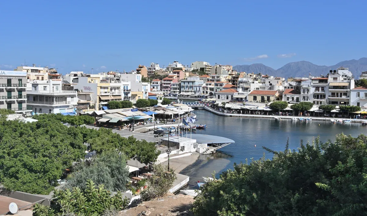 Lake Voulismeni and the channel toward the harbour in Agios Nikolaos, Crete
