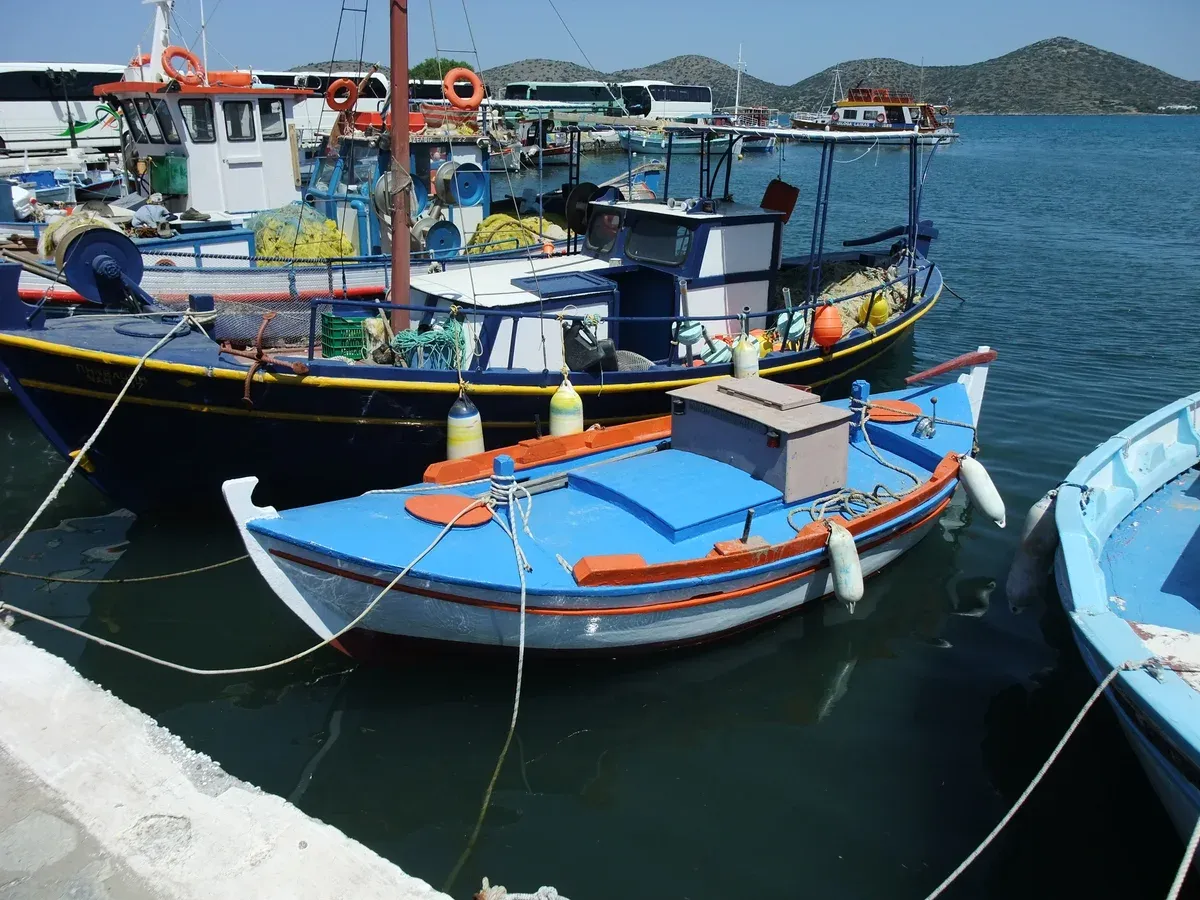 Fishing boats in the harbour of Elounda, Crete