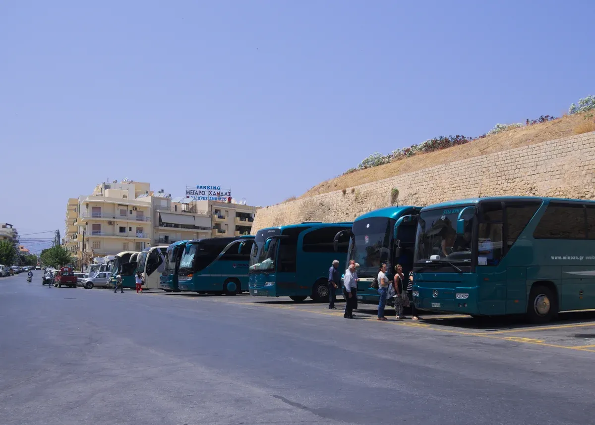 The KTEL bus station in Heraklion, the hub for getting around Crete's eastern network