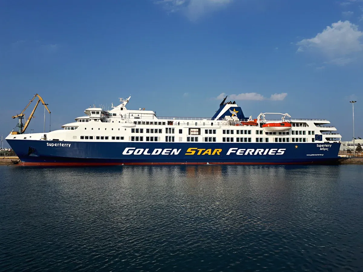 An overnight superferry docked at Heraklion port, a common way of getting to Crete from Piraeus