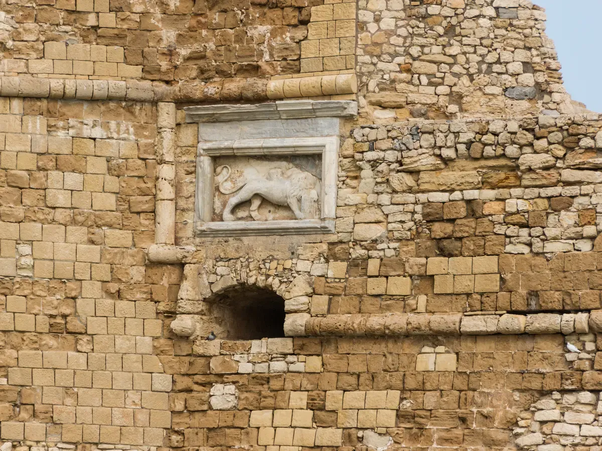 Stonework of the Koules Venetian fortress guarding Heraklion harbour, Crete