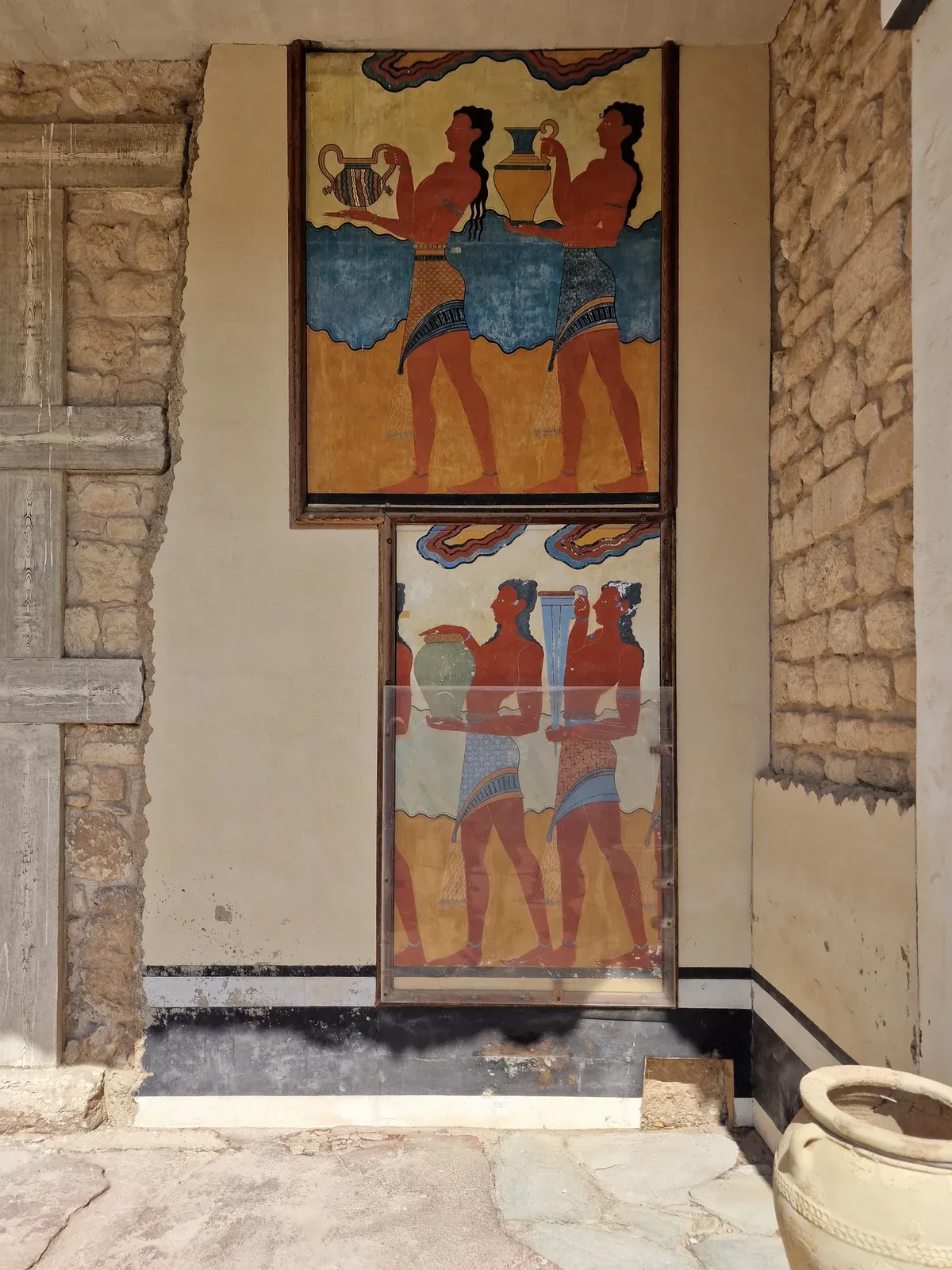 Reconstructed south propylaeum with a copy of the Cup-Bearer fresco at Knossos, bought on a skip-the-line ticket