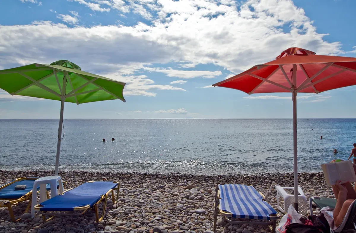 Chalikia, the pebble beach on Paleochora's east side facing the Libyan Sea, Crete