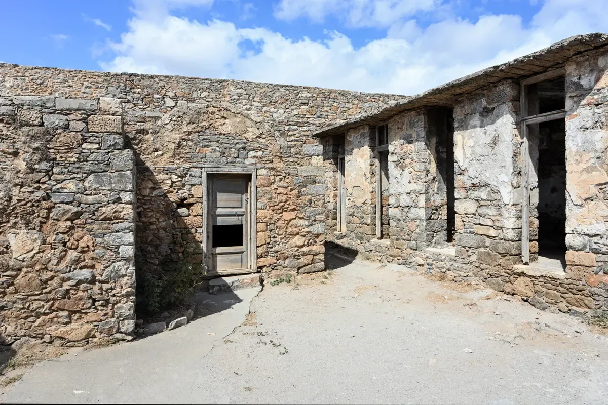 Restored stone houses of the former leper colony on Spinalonga island, Crete
